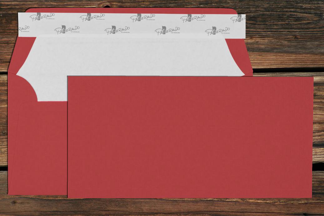 Briefhüllen mit Seidenfutter DL 110x220 mm Haftklebend Rot gerippt 100 g/qm